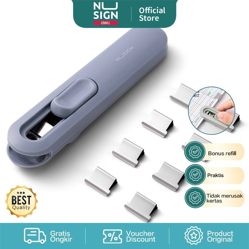 

Deli Nusign Fastener / Binder Clip / Penjepit Kertas Otomatis Gratis 8 Buah Clip NS085