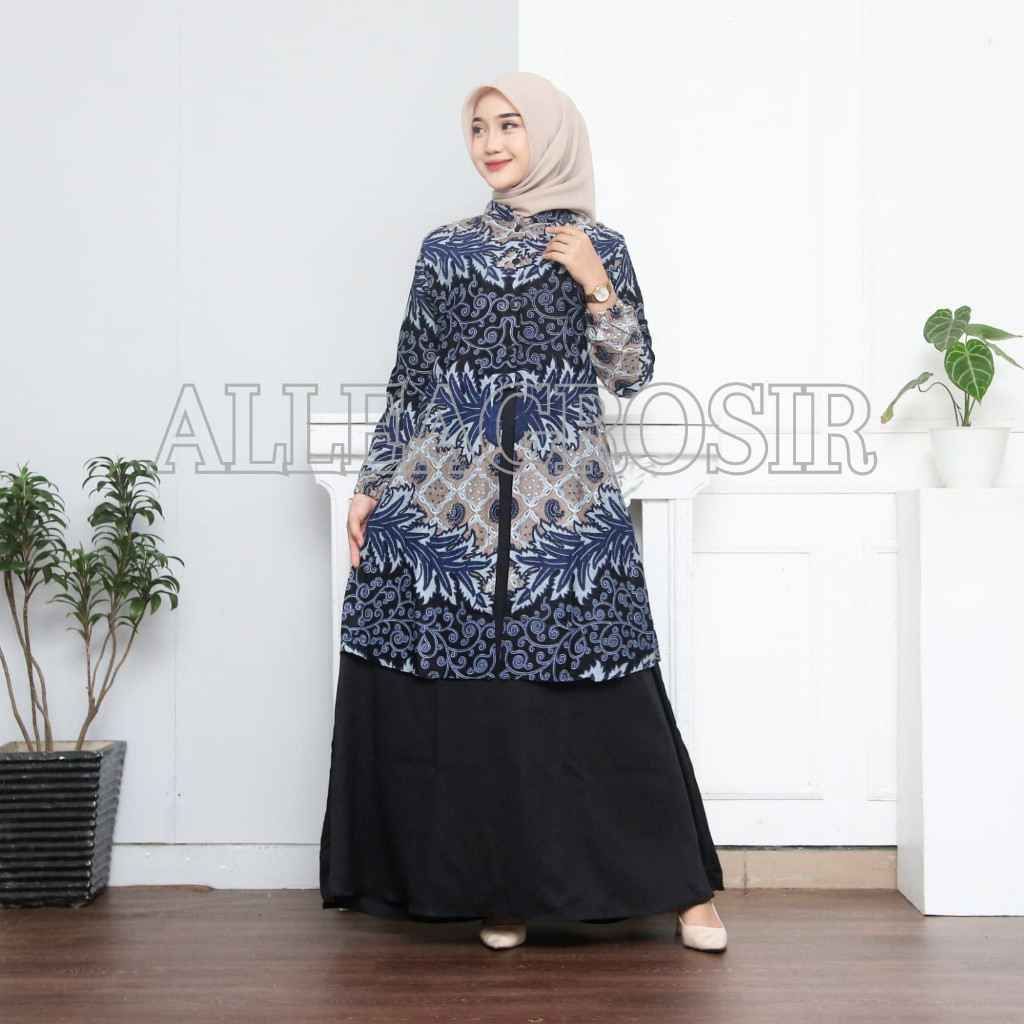 Gamis batik motif kuncoro01, dress muslim, gamis batik kombinasi, Baju Katun//BAJU WANITA MODEL BARU