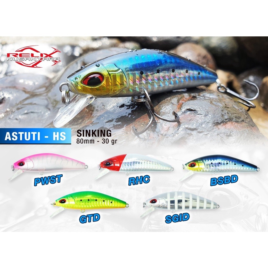 EXTRA BONUS | UMPAN PANCING Lure RELIX NUSANTARA ASTUTI SINKING HS 80MM/30GRAM Minnow Victory Fishin