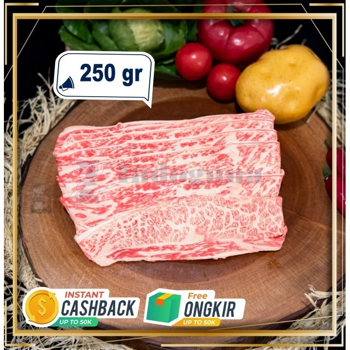 

WAGYU SHORT RIB MEAT MB 9 PURE BREED JAPANESE CATTLE CUT SHABU 250 GR
