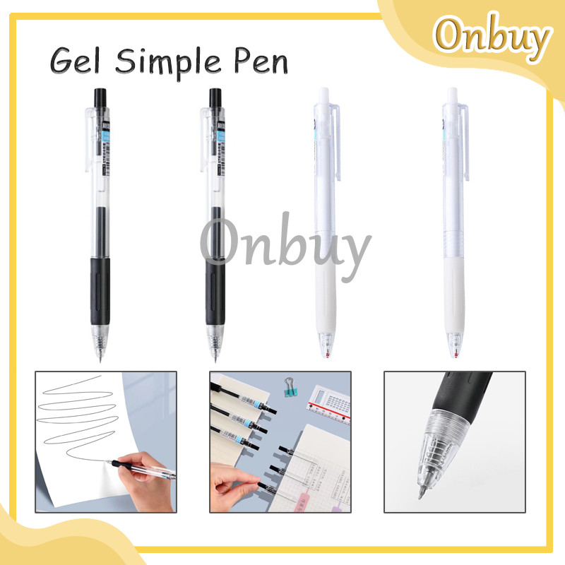 

Ballpoint Mekanik / Pulpen Pena Gel Simple Pen White Black Mekanik 0.5mm Aesthetic Pen / Pena Gel Simple
