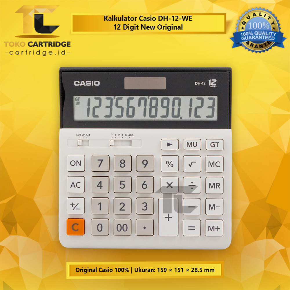 

YUH Calculator Casio DH-12 BK White 12 Dits Kalkulator DH 12 Black White 12 Dit Dekstop Calculator