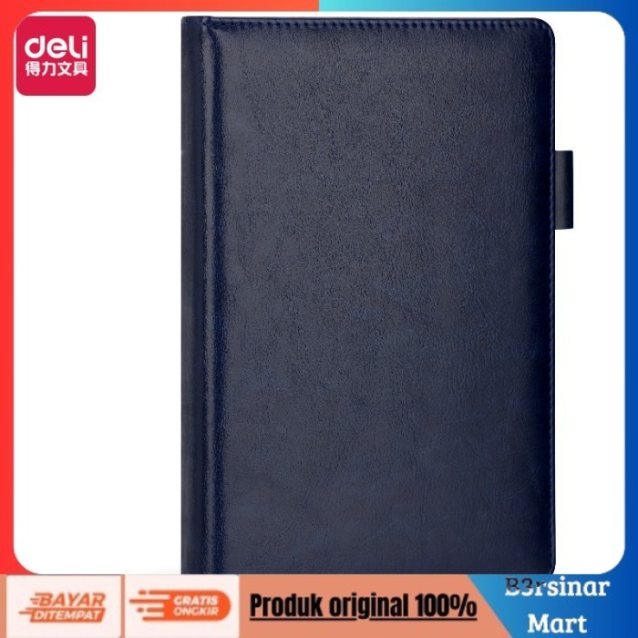 

[KUALITAS TERBAIK] Deli Leather Notebook Buku Catatan Sampul Kulit A5 180 Lembar 22298 - Biru