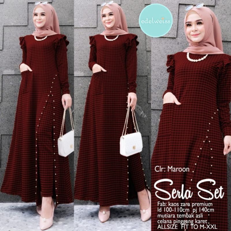 BHL - Setelan Gamis Wanita Import Jumbo Premium Serla Set by Edelweis Solo