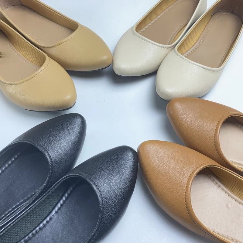 Vanessa - Sepatu FlatShoes Wanita Kekinian Hitam Polos