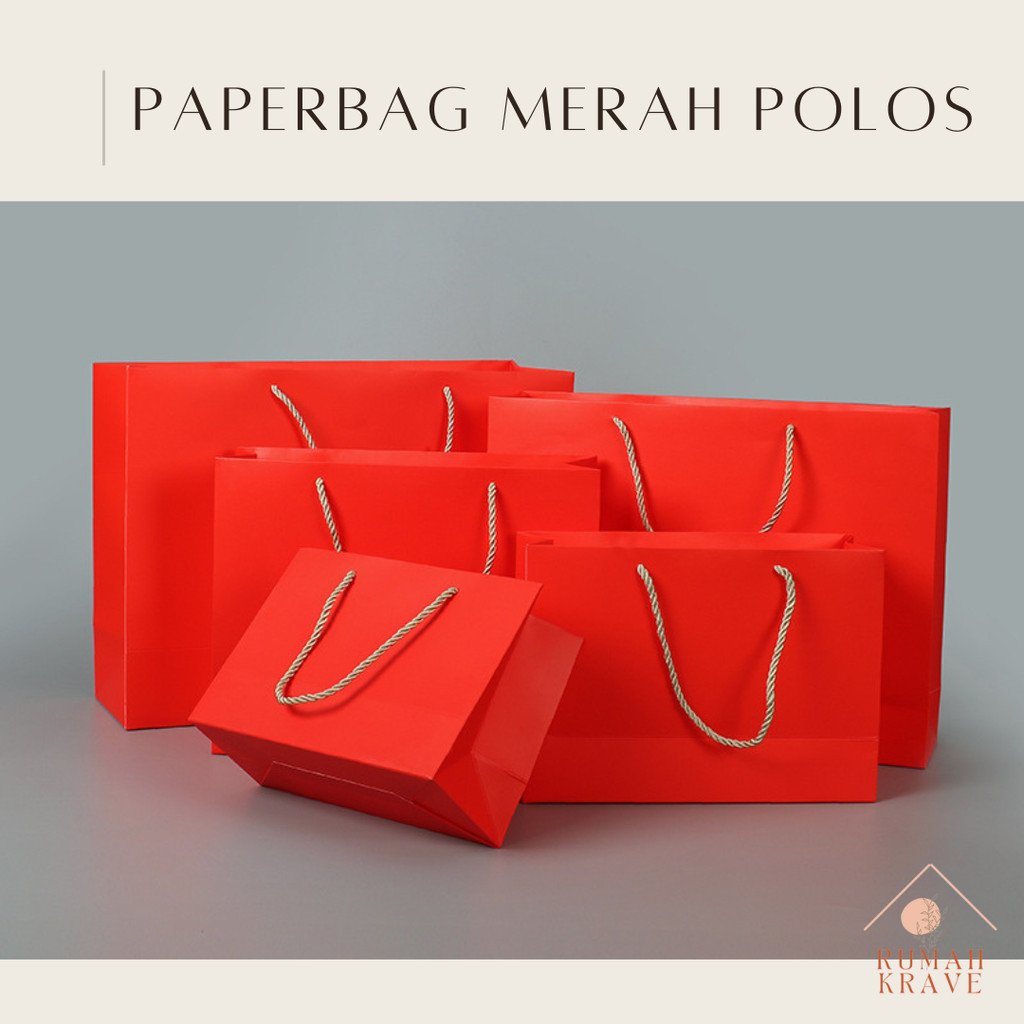 

RUMAH KRAVE - Paperbag Red Merah Polos Tas Kantong Hadiah Goodie Bag