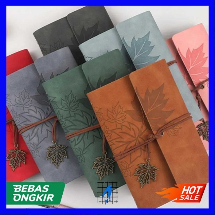 

Buku Catatan Harian Binder Kulit Retro Maple Leaf Gift Souvenir Notes - Gray, A7
