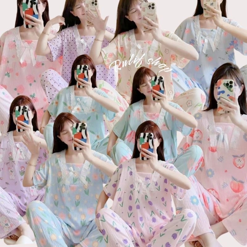 LD 120 SETELAN SETCEL ONE SET PIYAMA BAJU TIDUR SPANDEX WANITA CEWEK GADIS REMAJA CP SPANDEK IMPORT 