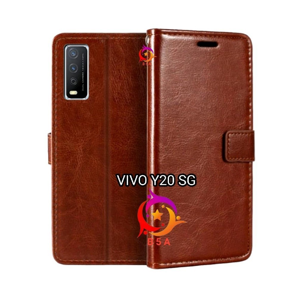 Case VIVO Y20-SG Flip Cover Wallet Leather Casing Dompet Kulit ( Case Untuk-Vivo Y20sg ) Slot Card W