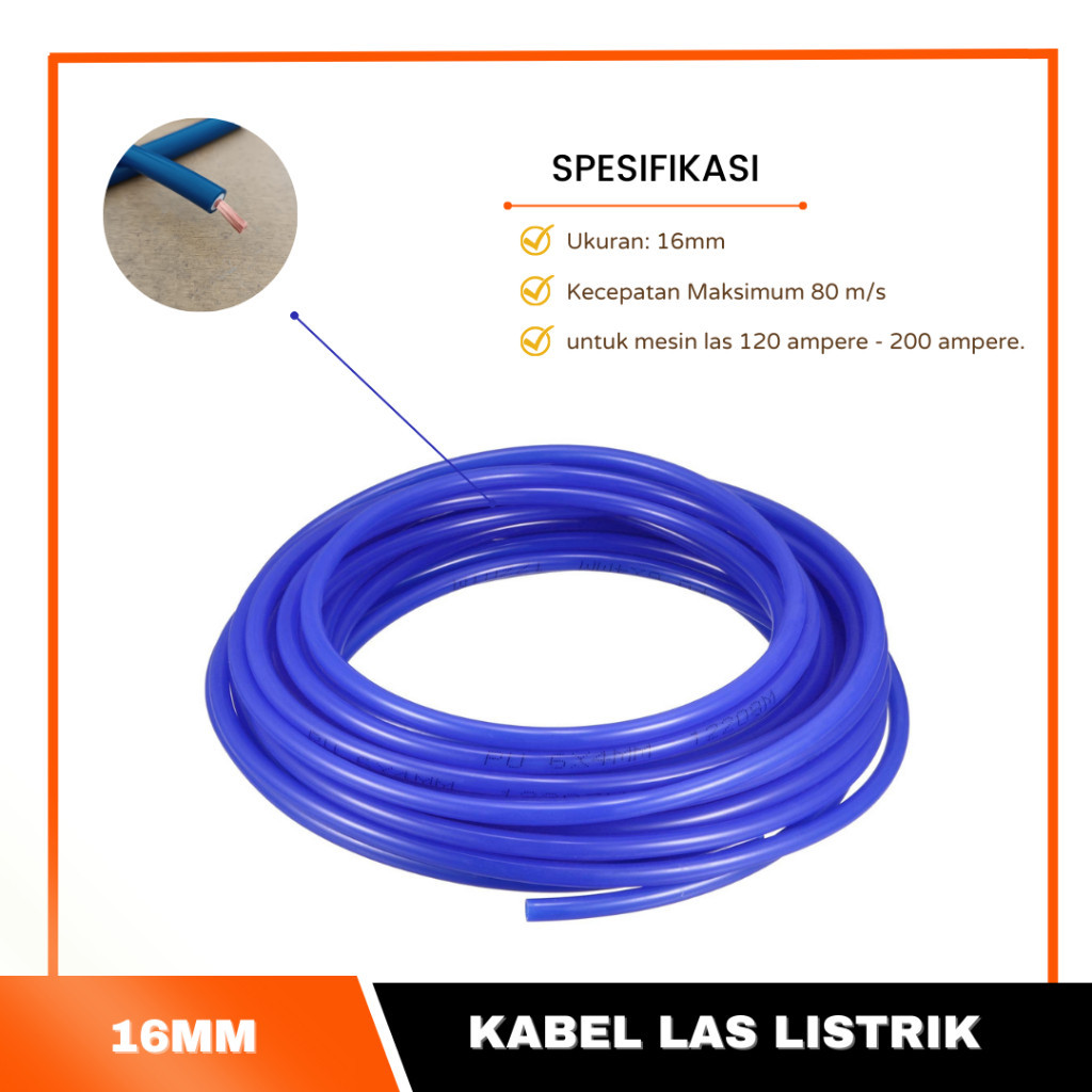 FULL TEMBAGA Kabel Las Listrik 16mm Meteran Welding Cable 16 mm DOZIRO PRESCOTT Kabel Las Full Temba