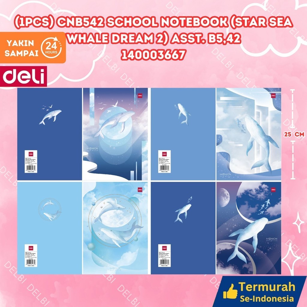 

BUKU TULIS BOXY 42 DELI (1PCS) CN542 SCHOOL NOTEBOOK (STAR SEA WHALE DREAM 2) ASST.B5,42