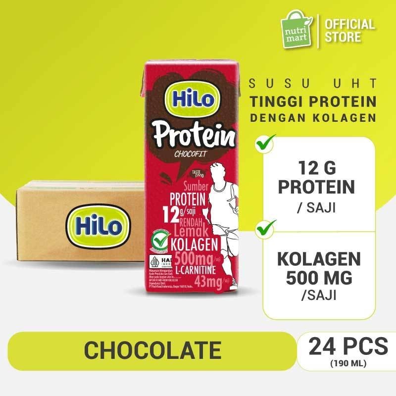 

1 Karton - HiLo Protein Chocofit UHT 190 mL – Susu Tinggi Protein dengan Collagen Rasa Cokelat