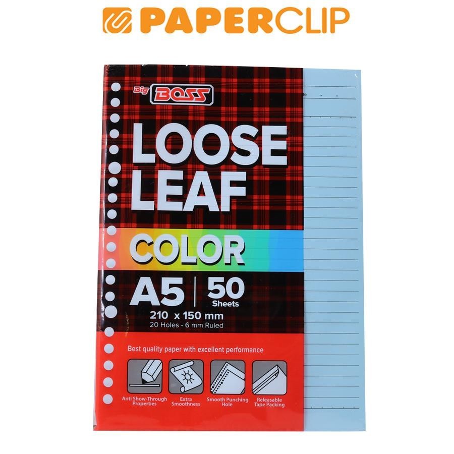 

LOOSE LEAF A5 BIG BOSS 50S LINED BLUE