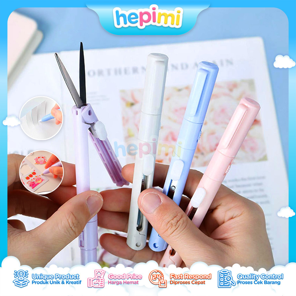 

GUNTING CUTTER 2 in 1 Lipat Mini Bentuk Pulpen Multifungsi Travel Size Portable - HM