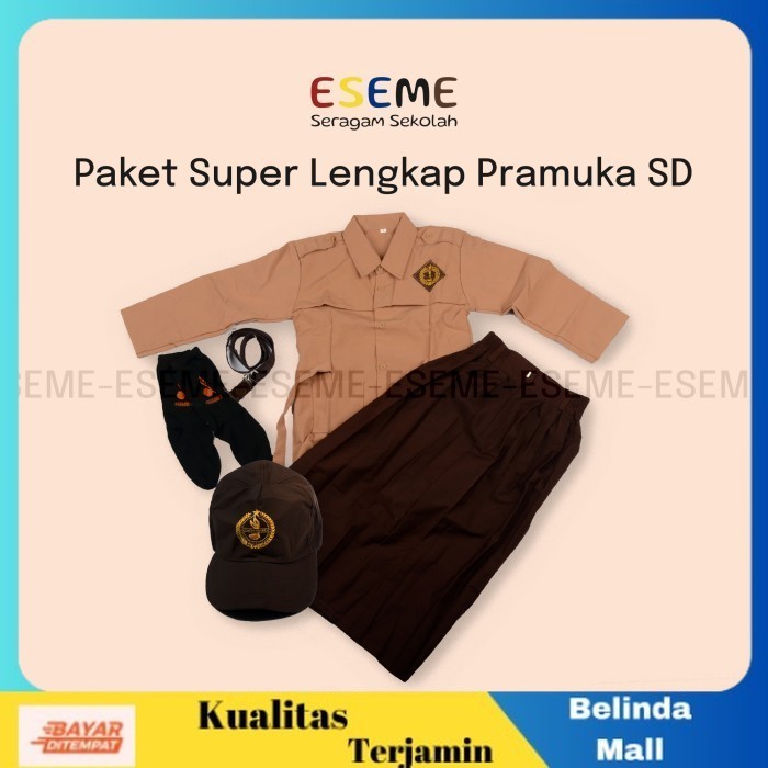 

⭐COD⭐ MURAH SETELAN SUPER LENGKAP SERAGAM SEKOLAH Pramuka SD PANJANG CEWEK Kelas 1, Tanpa Topi