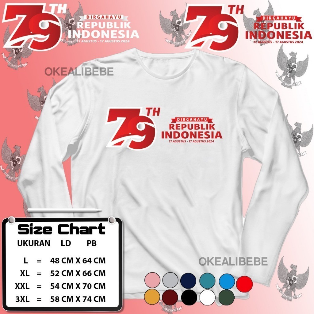 KAOS WANITA HUT RI 79 KAOS LENGAN PANJANG HUT RI ATASAN WANITA LENGAN PANJANG HUT RI 17 8 1945 HUT R