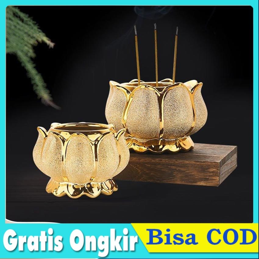 Tempat Bakar Dupa Lotus 4/5 Inch - Mabkhara Buddha Keramik Tahan Panas untuk Meditasi & Ritual Keaga