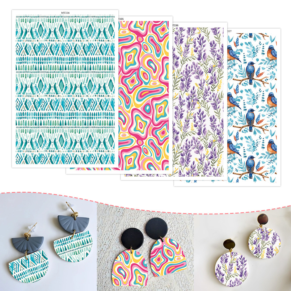 

1pc Polymer Clay Transfer Paper Bird Lavender Bubble Inking Water Soluble Disposable Stickers DIY Jewelry Pendent Printing Paper