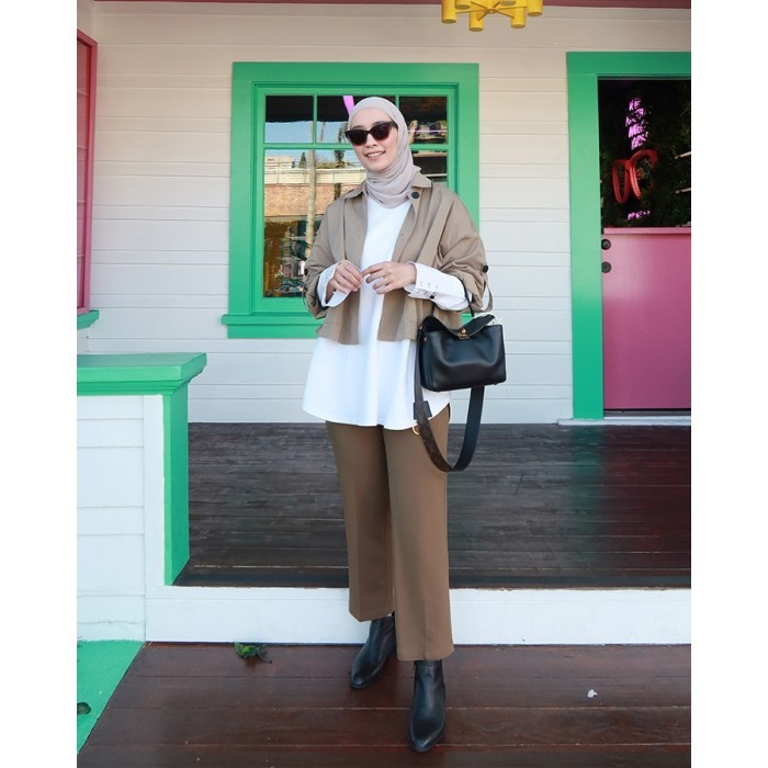 Heaven Lights - Deya Pants - Celana Polos Wanita Muslim - Brunette, S