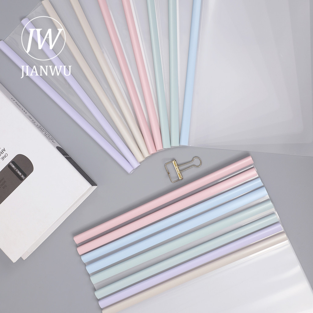 

JIANWU 5pcs/set A4 morandi color folder Test paper and document rod clamp file folder Business office supplies