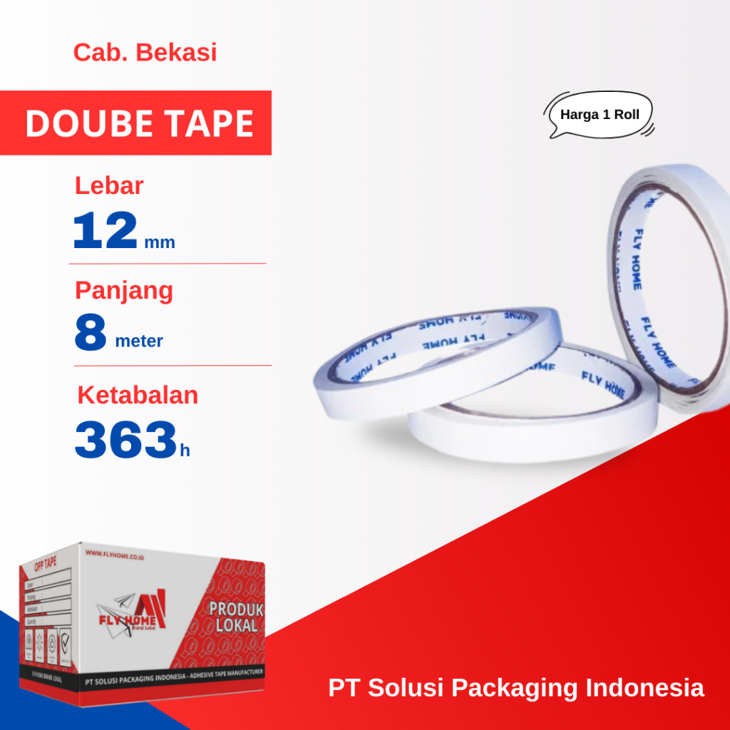 

FLYHOME 1Roll Double Tape 12x8M 1/2inchi Hotmell 8meter