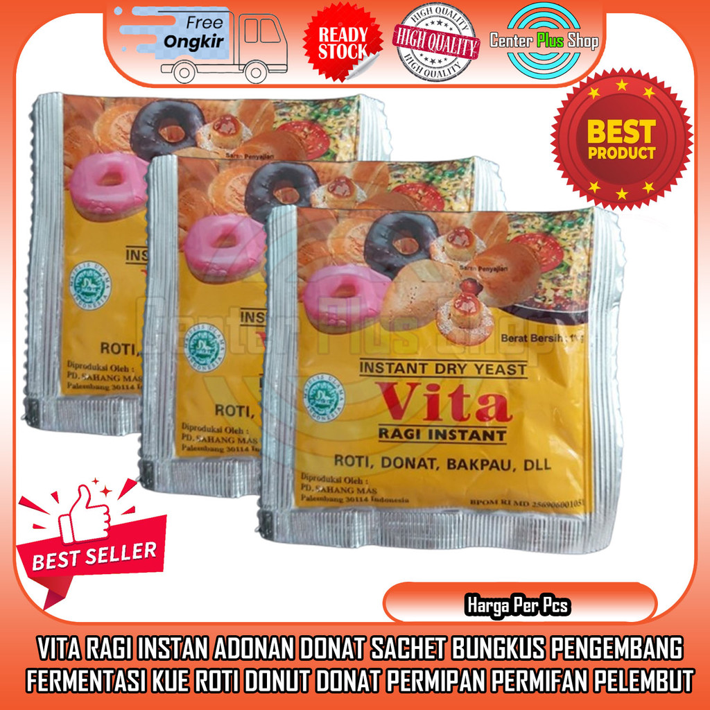 

Vita Adonan Donat Instant Ragi Sachet Bungkus Pengembang Fermentasi Kue Roti Instan Kering Bubuk Powder Rage Food Grade Sachetan Baking Kemasan Plastik Pelastik Donut Fita Pita Fermipan Permipan INI Permifan Bakpao Pelembut