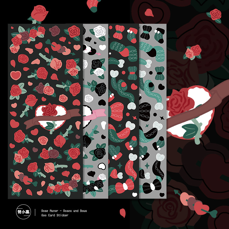 

MOHAMM 4 Sheets Bling Romantic Rose Stickers for Photo Album Cards Making DIY Journal Decorative Material