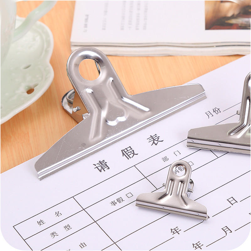 

5 pcs/lot Simple Stainless Steel Folder Iron Clamp Paper Clip Students Dovetail Clips Small And Big Size School Office Supplies