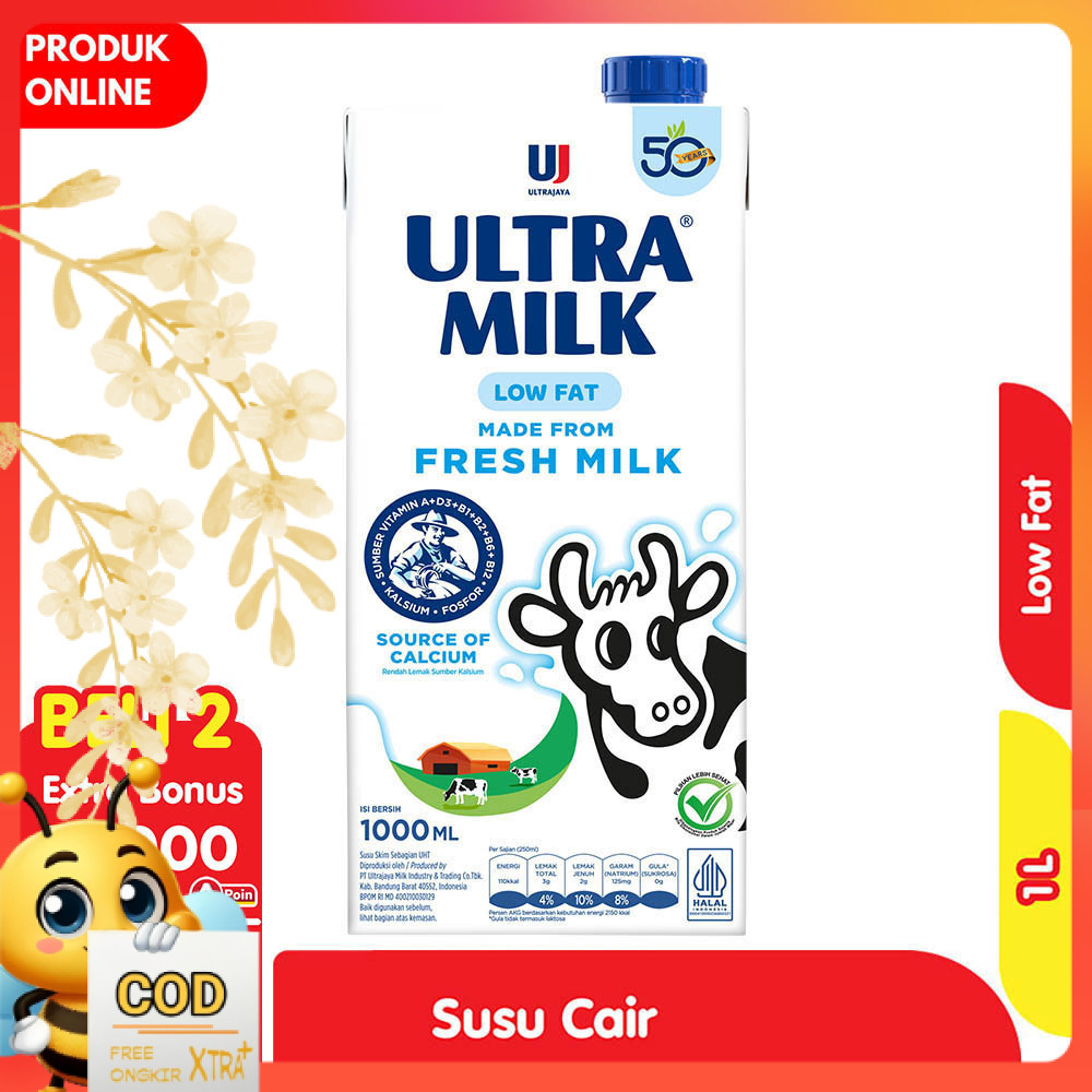

Ultra Milk Susu UHT Rendah Lemak Kotak 1 L