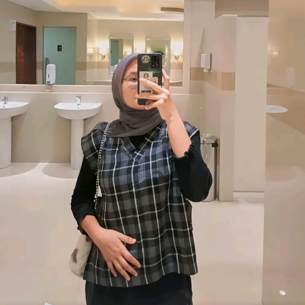 Vest Flanel Tali Samping Wanita / Korean Style Rompi Kotak Premium