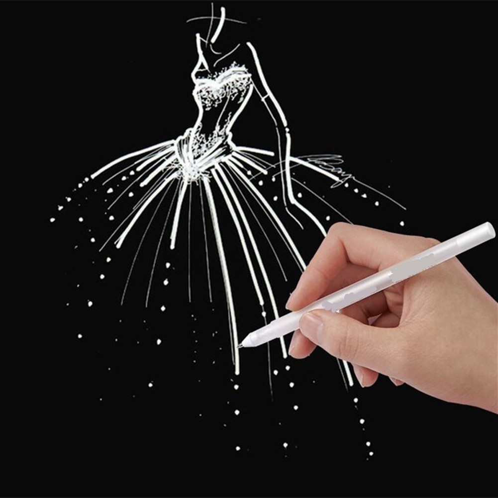 

3 Pcs 0.8mm White Ink Gel Pen Highlight Marker Pen Fine Tip For Student Stationery Drawing Art Writing School Supplies Ink Pens