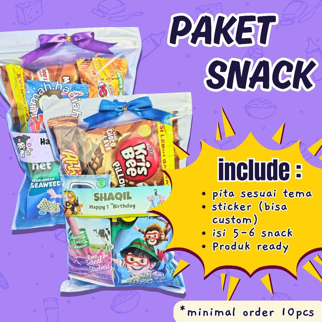 

Paket Bingkisan Snack Ultah Hampers Ulang Tahun Anak Hampers Hadiah MINIMAL ORDER 10 PCS