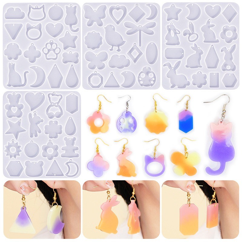 

DIY Cystal Drop Gel Geometric Animal Earrings Pendant Epoxy Resin Silicone Mold