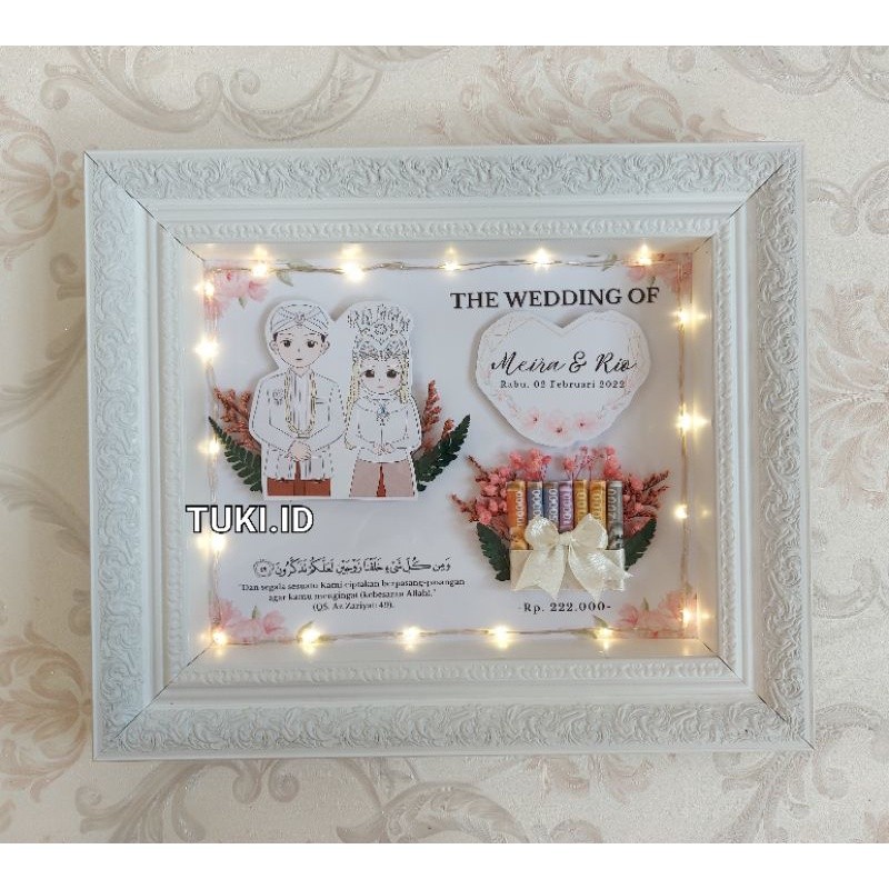 PROMO COD BINGKAI MAHAR PERNIKAHAN CUSTOM /MAHAR IN FLOWER FRAME 3D CUSTOM/ FRAME MAHAR PERNIKAHAN 3