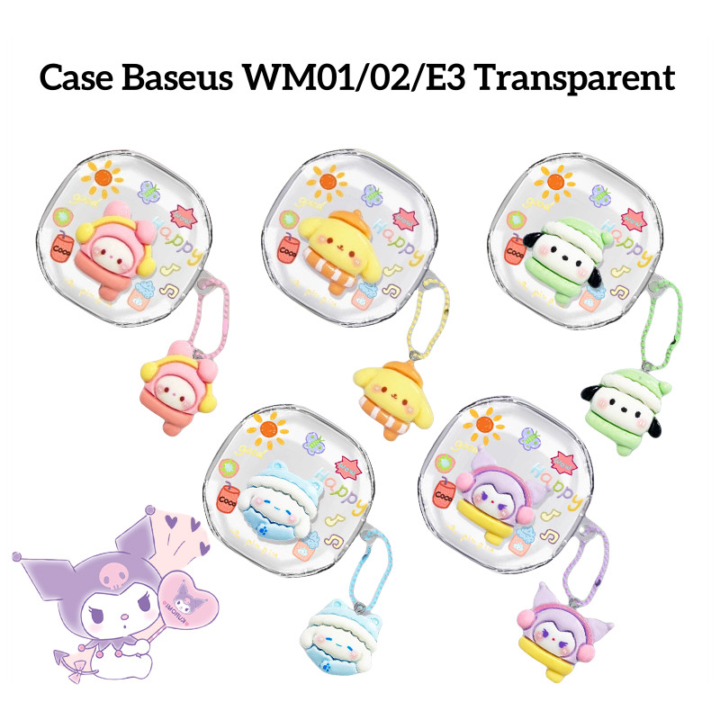 Case Baseus E3 TWS Cover Baseus WM01/02 Kartun Transparent Soft Kasus pelindung lucu baseus e3 bowie