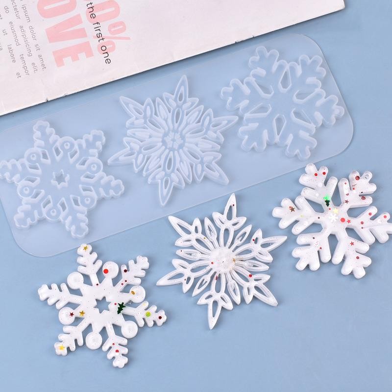 

Multi-Style Snowflake With Hole Silicone Molds Pendant Epoxy Resin Mold Tree Hanging Decoration DIY Jewelry Making