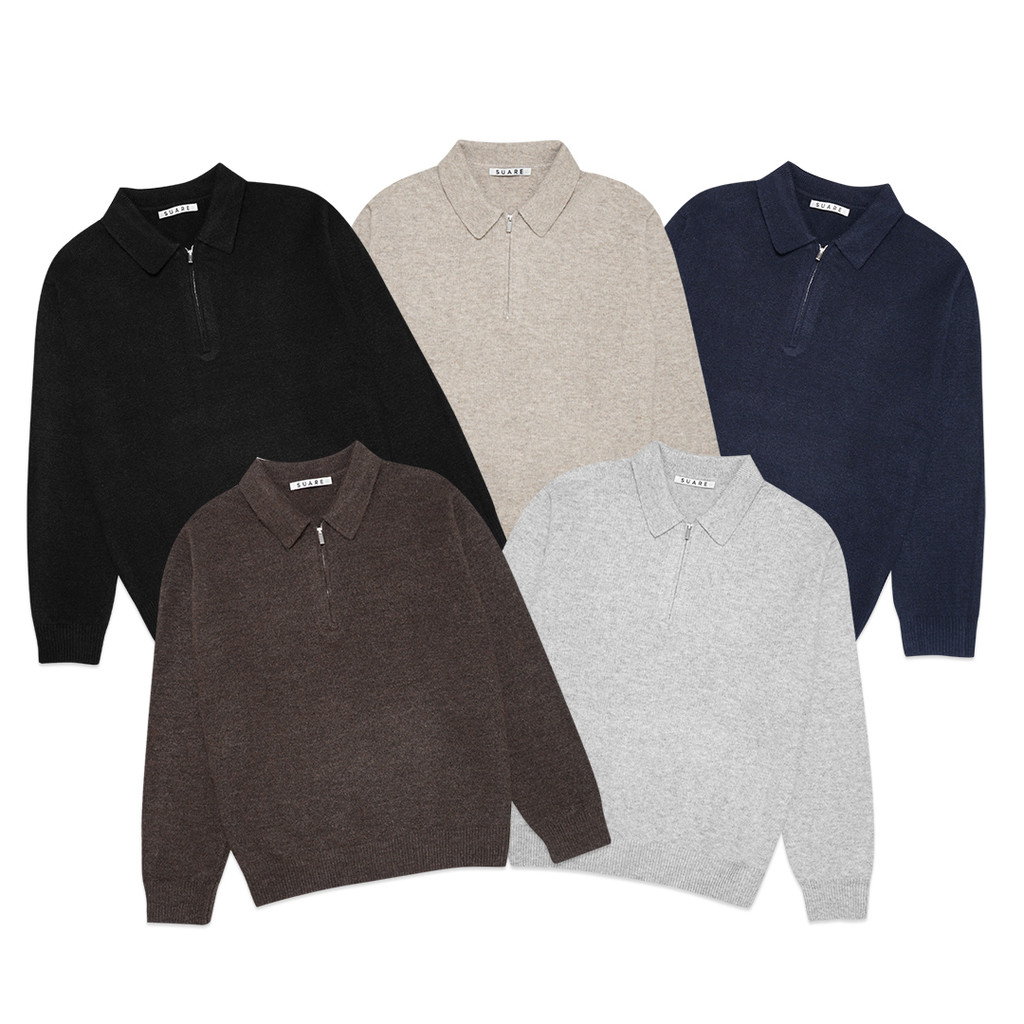 Suare Half Zip-Up Faux-Wool Knit Jacket