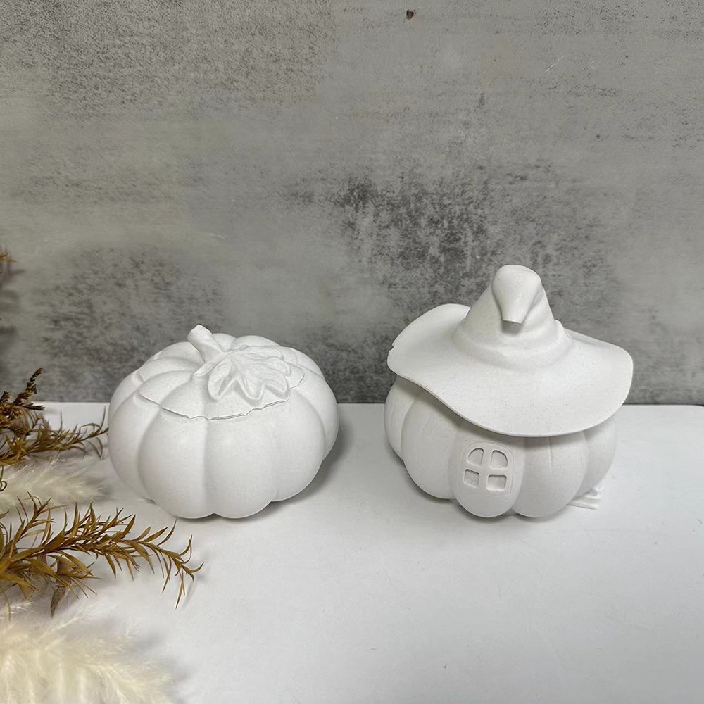 

Pumpkin Gypsum Candy Box Silicone Mold Halloween Resin Concrete Elf House Storage Box Mold Bottles Mirror Molds For Pot Mould