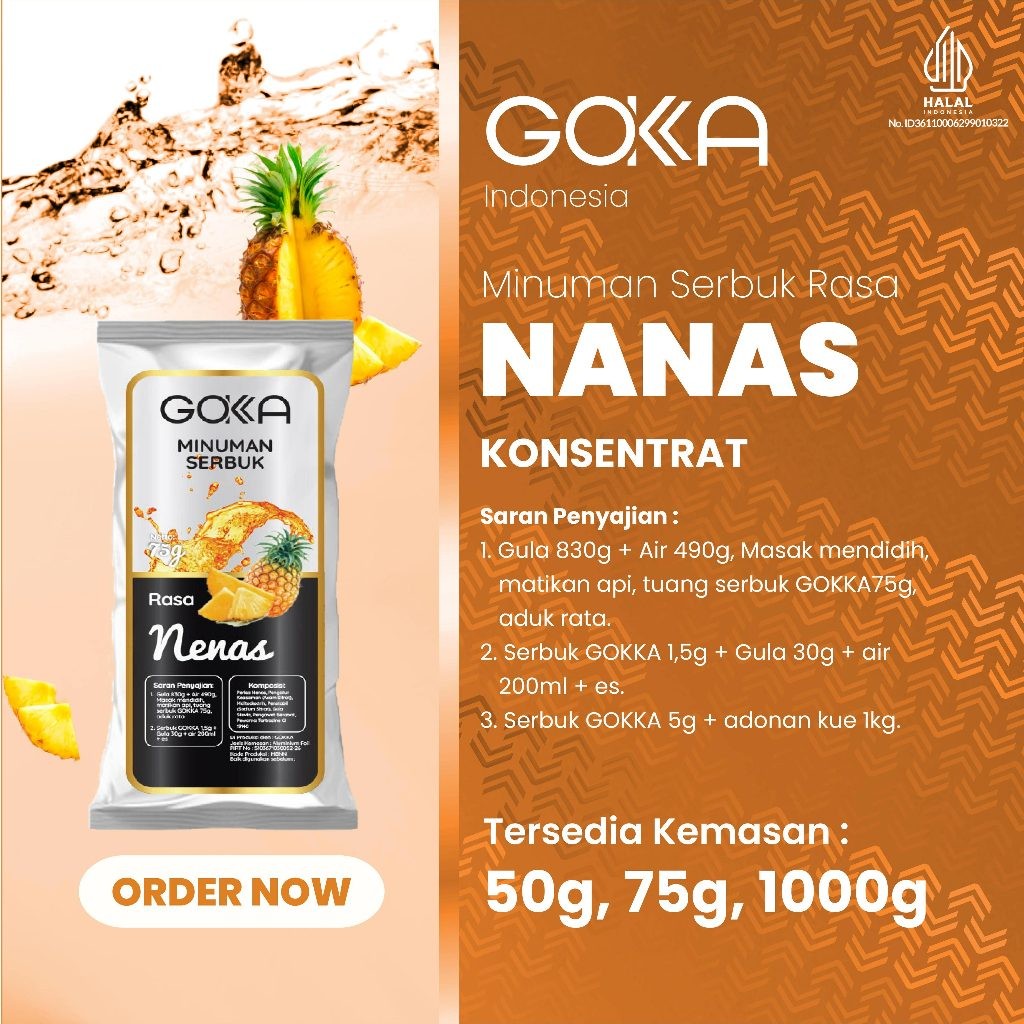 

Bubuk Minuman / Drink Powder Gokka Rasa Nanas Kemasan 50gr