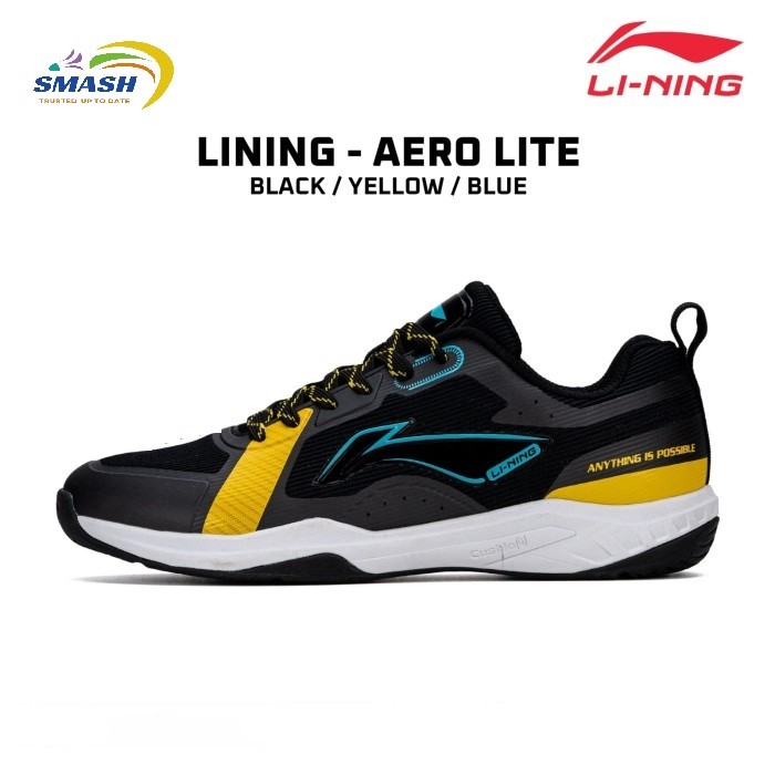 Sepatu Badminton Lining AERO LITE Black Yellow Blue