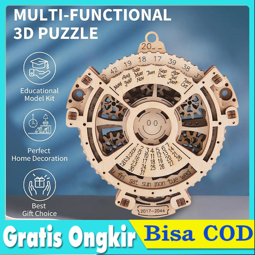 

DIY Kalender Abadi Kayu - Mainan Puzzle 3D Mekanis Roda Gigi untuk Anak Model Kalender 2017-2044