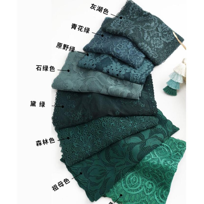 

2023 New Green Series 1 Meter Stretchy Lace Trim Elastic Lace Ribbbon DIY Underwear Bra Accessories 20cm Width