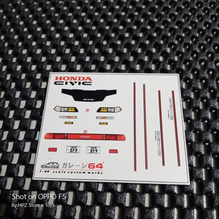 Decal Set Hotwheels Honda Civic EF Hood bra transparant