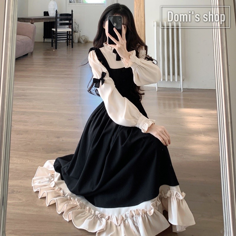 Gaun Panjang Gaya Pengadilan Victoria |  | Maxi Dress Wanita black gothic lolita Dress