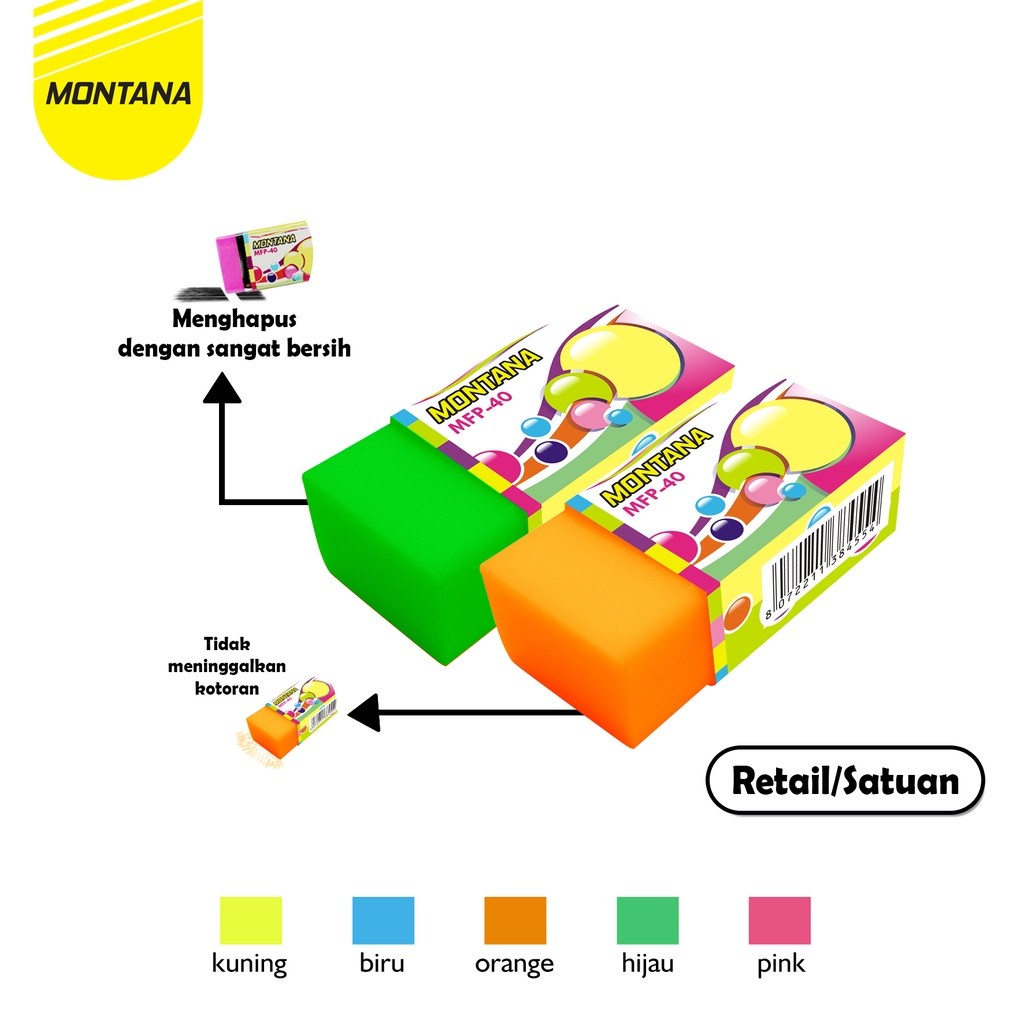 

MONTANA Eraser / Penghapus Montana MFP-40 / 1 BOX 40 PCS RETAIL