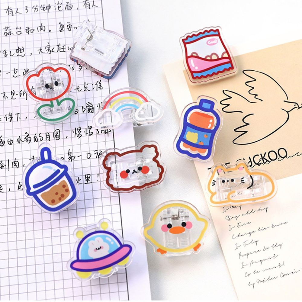 

1pc Cartoon Acrylic Clip Girl Small Clips Decoration Photo Student Stationery Paper Folder Clip