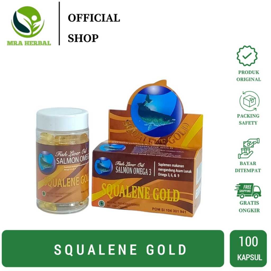 SQUALENE GOLD Fish Liver Oil Salmon OMEGA 3 (isi 100 kapsul)