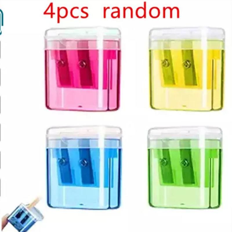 

Pencil Sharpeners Small Manual Double Hole Pencil with Lid Sharpener Bulk Cute 4 Color for Kids School Home Office Supplies