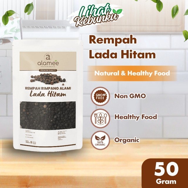 

ALAMEE Lada Hitam Biji Organik Utuh Whole Black Pepper Blackpepper Rempah Rimpang Organik Alami 50g LIHAT KEBUNKU