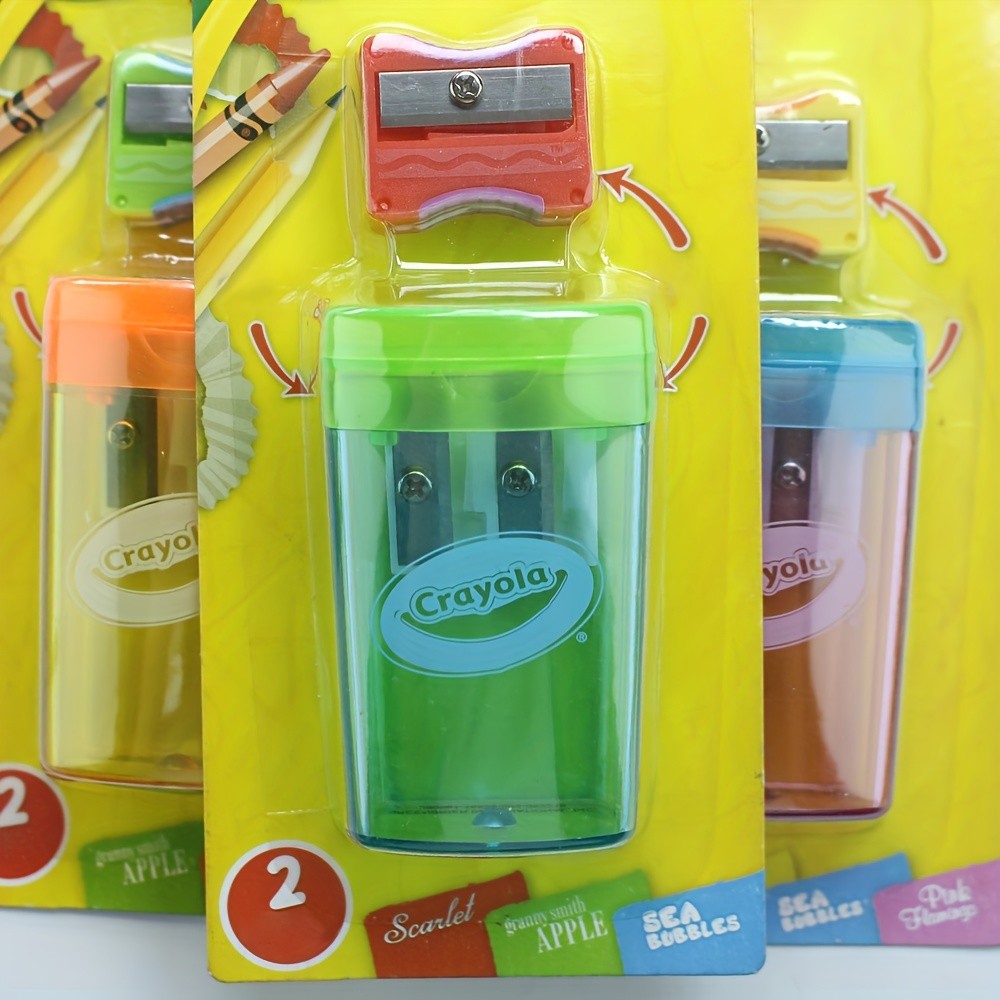 

2pcs/set student flip double hole pencil sharpeners Convenient and durable advanced blister packaging, 614A-2plus